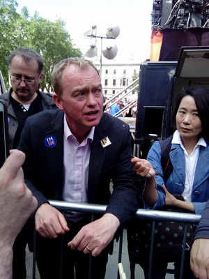 Image courtesy of Caroline Page, Woodbridge, Suffolk Tim Farron at March for Europe, 2/7/2016