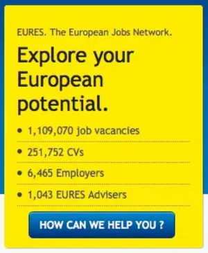 Image courtesy of Screen capture from https://ec.europa.eu/eures/public/homepage EURES screen capture https://ec.europa.eu/eures/public/homepage