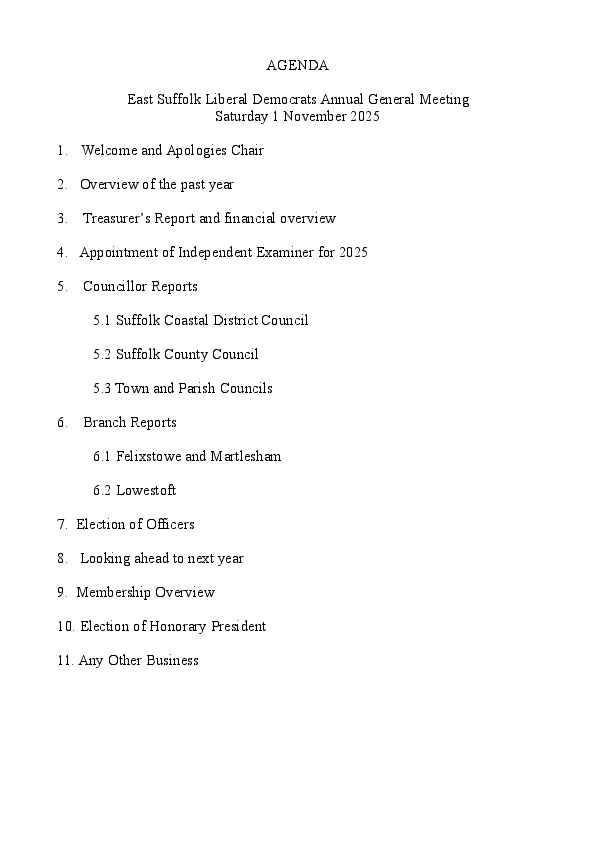 Draft Agenda